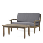 Ensemble causeuse et table d'extérieur Peyton en bois d'acacia avec coussins par Christopher Knight Home
