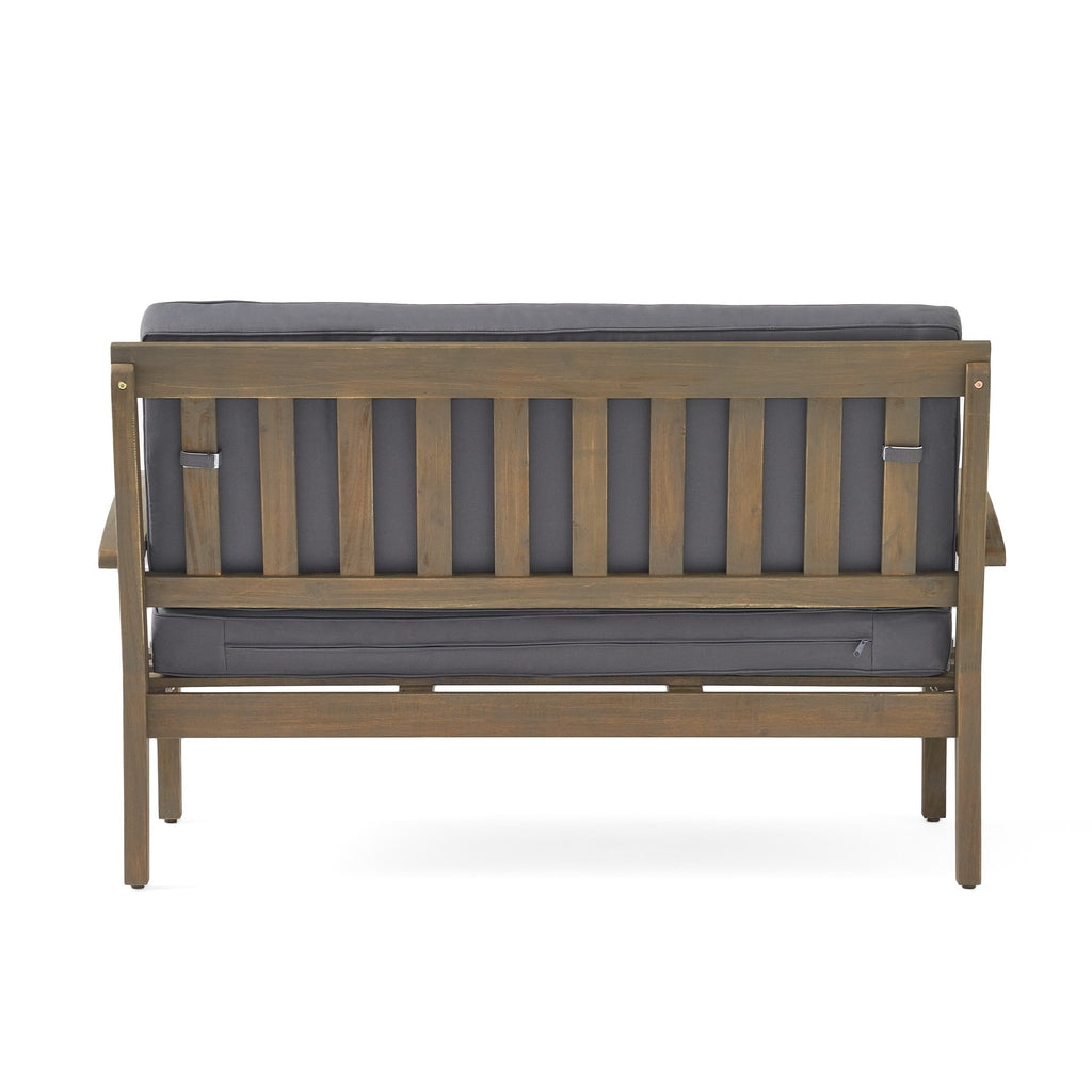 Ensemble causeuse et table d'extérieur Peyton en bois d'acacia avec coussins par Christopher Knight Home