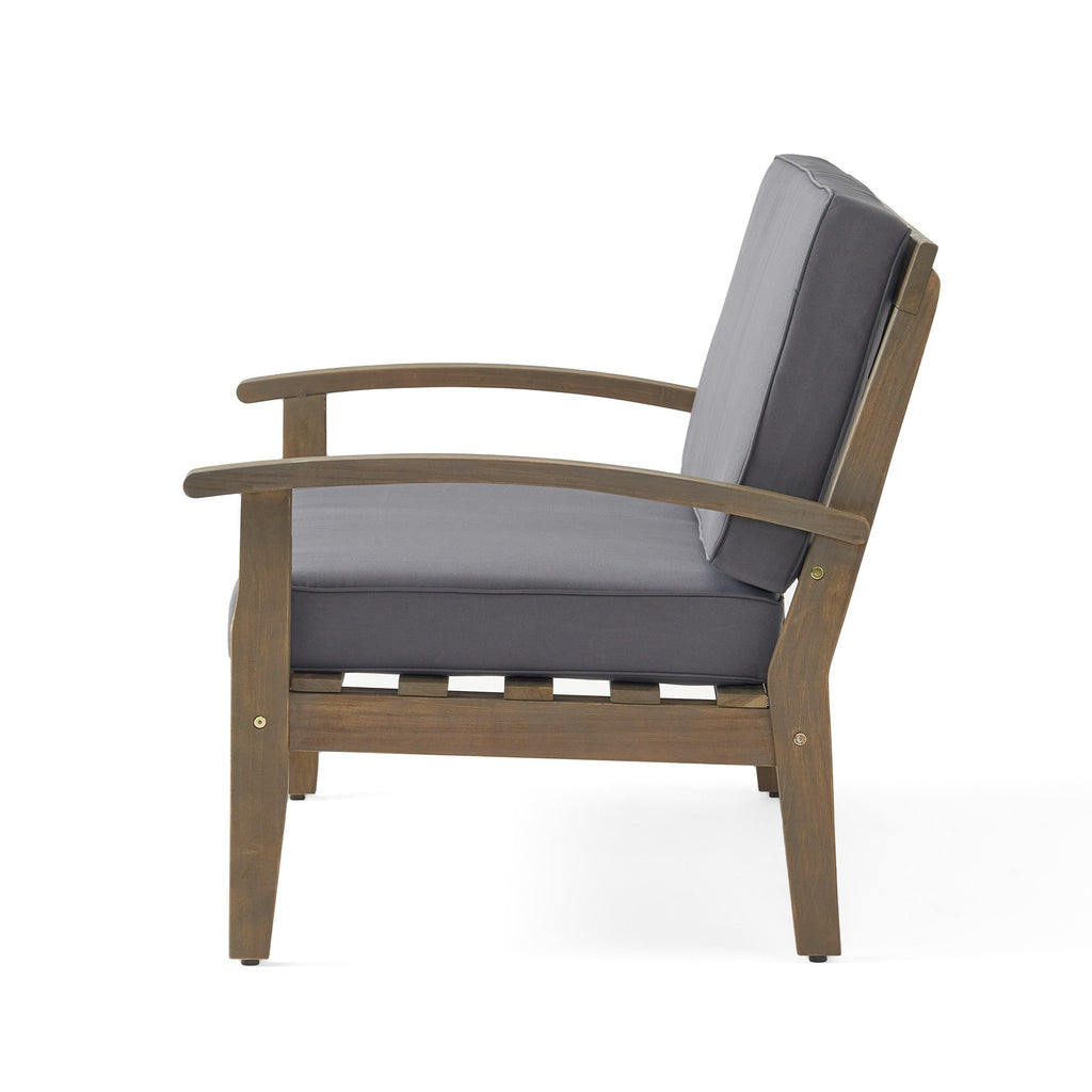 Ensemble causeuse et table d'extérieur Peyton en bois d'acacia avec coussins par Christopher Knight Home