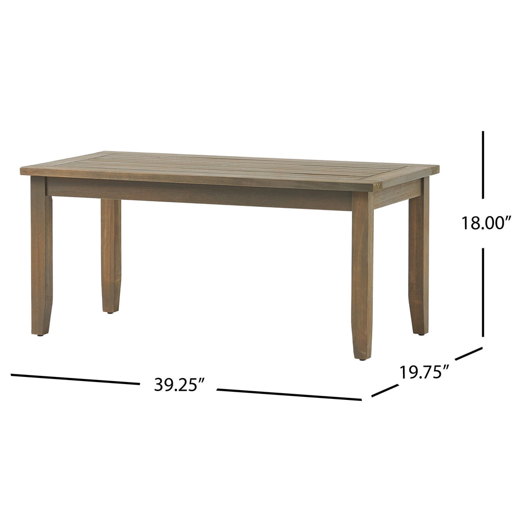 Ensemble causeuse et table d'extérieur Peyton en bois d'acacia avec coussins par Christopher Knight Home