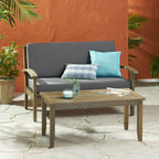 Ensemble causeuse et table d'extérieur Peyton en bois d'acacia avec coussins par Christopher Knight Home