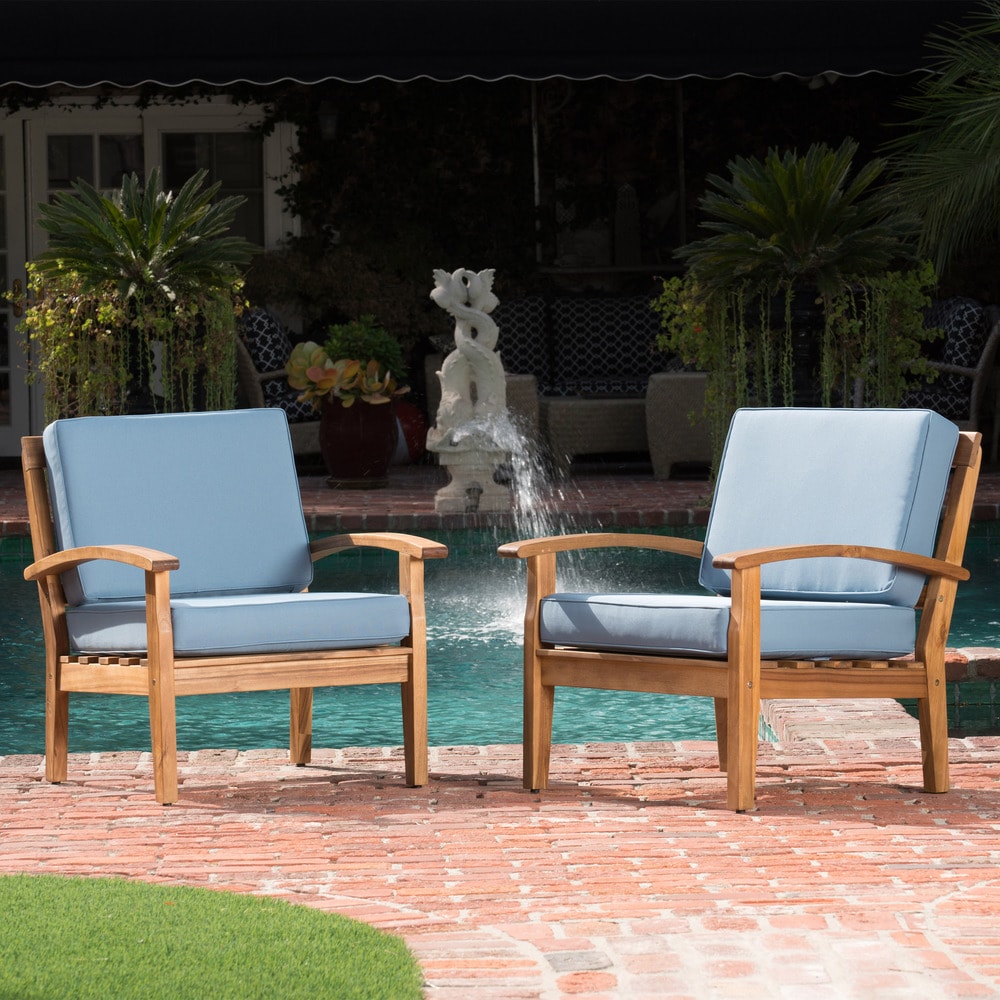Fauteuils club Peyton Outdoor en bois rembourrés (lot de 2) par Christopher Knight Home