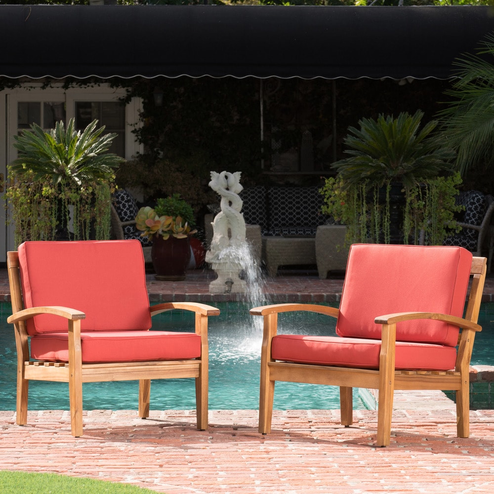 Fauteuils club Peyton Outdoor en bois rembourrés (lot de 2) par Christopher Knight Home