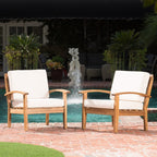 Fauteuils club Peyton Outdoor en bois rembourrés (lot de 2) par Christopher Knight Home
