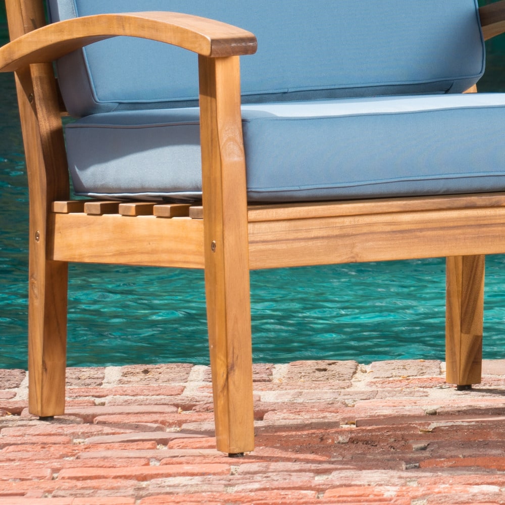 Fauteuils club Peyton Outdoor en bois rembourrés (lot de 2) par Christopher Knight Home