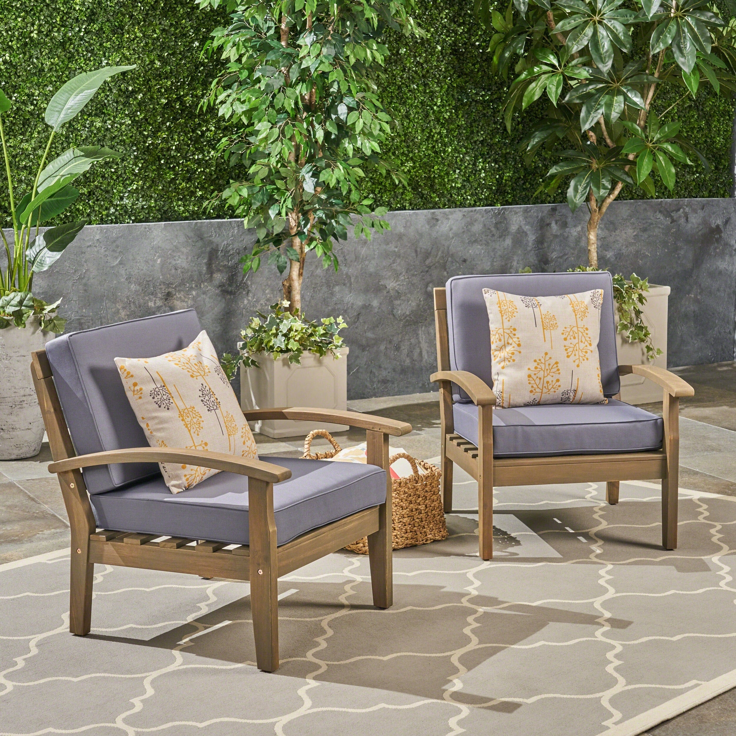 Fauteuils club Peyton Outdoor en bois rembourrés (lot de 2) par Christopher Knight Home