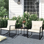 Ensemble bistrot à bascule 3 pièces en osier noir/marron Pheap pour patio extérieur par Havenside Home
