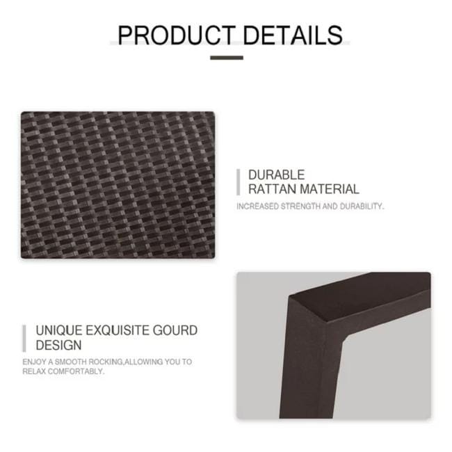 Ensemble bistrot à bascule 3 pièces en osier noir/marron Pheap pour patio extérieur par Havenside Home
