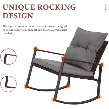 Ensemble bistrot à bascule 3 pièces en osier noir/marron Pheap pour patio extérieur par Havenside Home