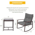 Ensemble bistrot à bascule 3 pièces en osier noir/marron Pheap pour patio extérieur par Havenside Home