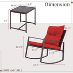 Ensemble bistrot à bascule 3 pièces en osier noir/marron Pheap pour patio extérieur par Havenside Home