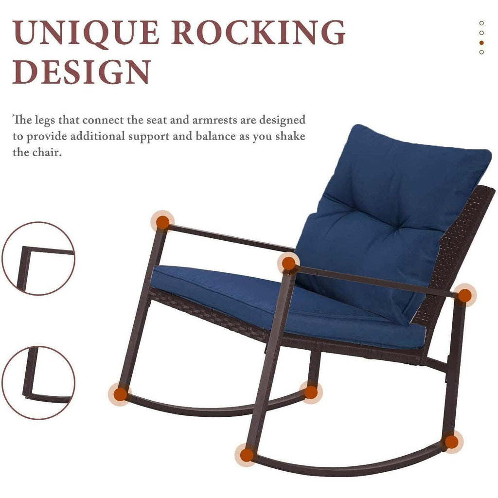 Ensemble bistrot à bascule 3 pièces en osier noir/marron Pheap pour patio extérieur par Havenside Home