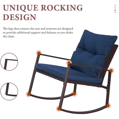 Ensemble bistrot à bascule 3 pièces en osier noir/marron Pheap pour patio extérieur par Havenside Home