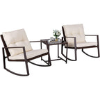 Ensemble bistrot à bascule 3 pièces en osier noir/marron Pheap pour patio extérieur par Havenside Home