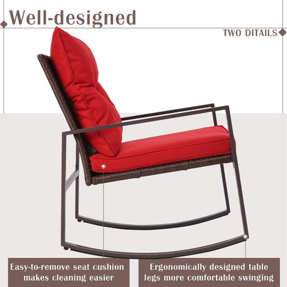 Ensemble bistrot à bascule 3 pièces en osier noir/marron Pheap pour patio extérieur par Havenside Home