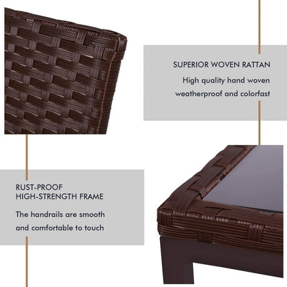 Ensemble bistrot à bascule 3 pièces en osier noir/marron Pheap pour patio extérieur par Havenside Home