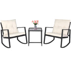 Ensemble bistrot à bascule 3 pièces en osier noir/marron Pheap pour patio extérieur par Havenside Home