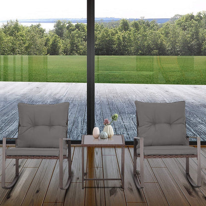 Ensemble bistrot à bascule 3 pièces en osier noir/marron Pheap pour patio extérieur par Havenside Home