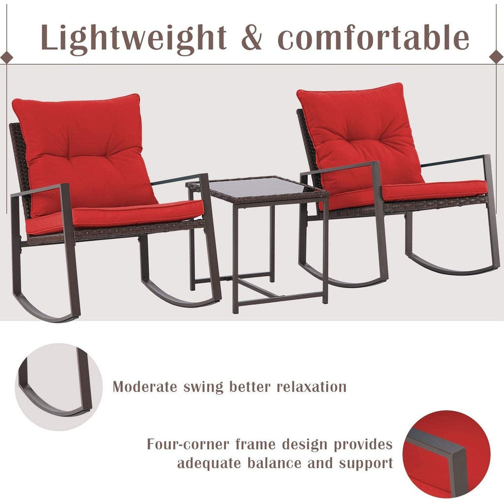 Ensemble bistrot à bascule 3 pièces en osier noir/marron Pheap pour patio extérieur par Havenside Home