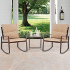 Ensemble bistrot à bascule 3 pièces en osier noir/marron Pheap pour patio extérieur par Havenside Home