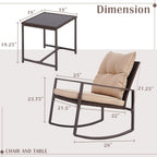 Ensemble bistrot à bascule 3 pièces en osier noir/marron Pheap pour patio extérieur par Havenside Home