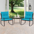 Ensemble bistrot à bascule 3 pièces en osier noir/marron Pheap pour patio extérieur par Havenside Home