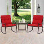 Ensemble bistrot à bascule 3 pièces en osier noir/marron Pheap pour patio extérieur par Havenside Home