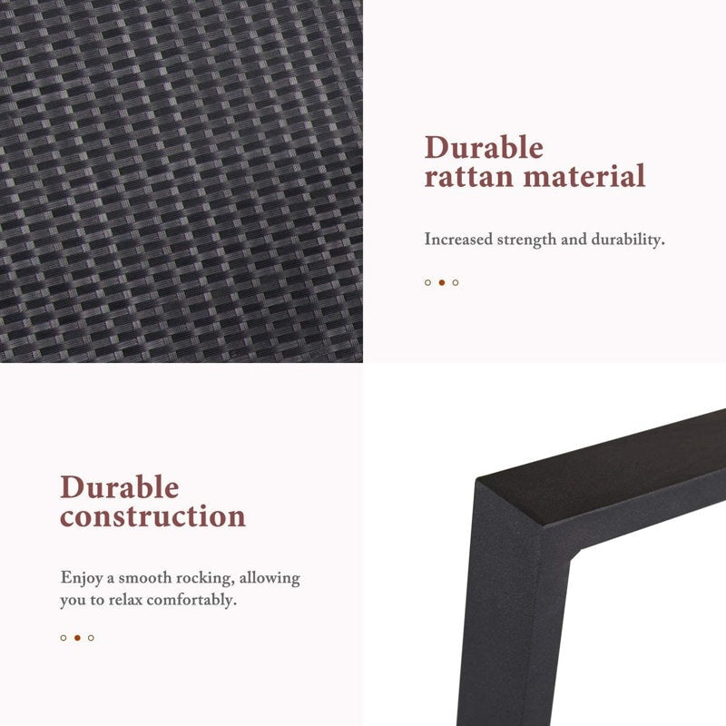 Ensemble bistrot à bascule 3 pièces en osier noir/marron Pheap pour patio extérieur par Havenside Home