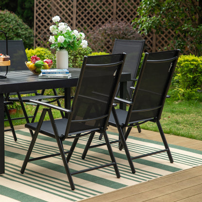 Ensemble de salle à manger d'extérieur 5/7 pièces, chaise pliante inclinable à 7 positions et table en acier avec revêtement électrolytique