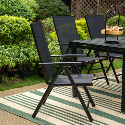 Ensemble de salle à manger d'extérieur 5/7 pièces, chaise pliante inclinable à 7 positions et table en acier avec revêtement électrolytique