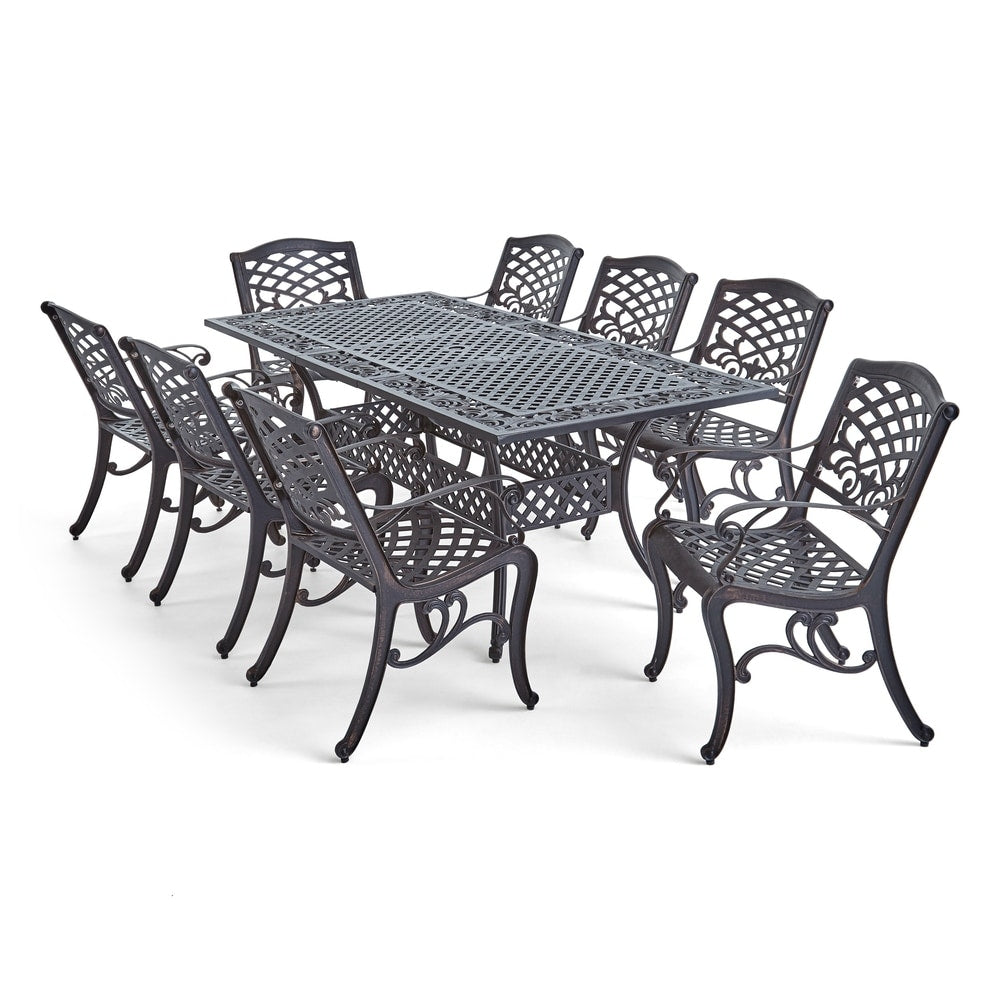 Ensemble de salle à manger d'extérieur Phoenix en aluminium pour 8 personnes par Christopher Knight Home