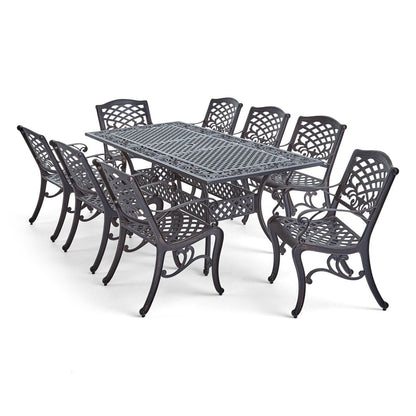 Ensemble de salle à manger d'extérieur Phoenix en aluminium pour 8 personnes par Christopher Knight Home