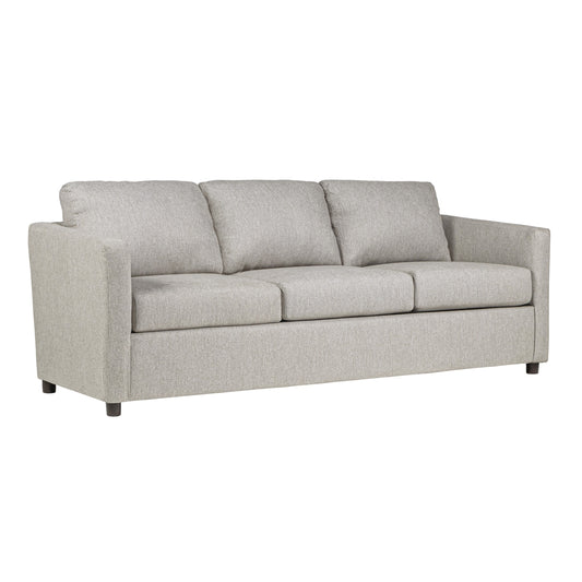 Canapé Piasa, style transitionnel, en polyester beige clair et bois massif, 81 pouces