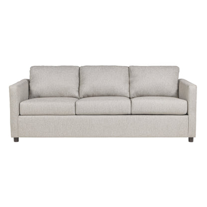 Canapé Piasa, style transitionnel, en polyester beige clair et bois massif, 81 pouces