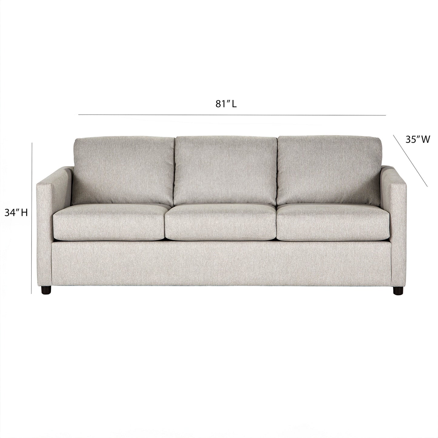 Canapé Piasa, style transitionnel, en polyester beige clair et bois massif, 81 pouces