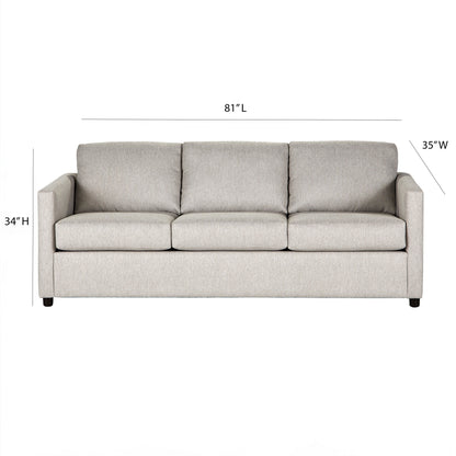 Canapé Piasa, style transitionnel, en polyester beige clair et bois massif, 81 pouces