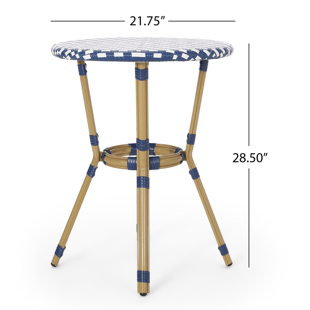 Ensemble de café d'extérieur français Picardy en aluminium et osier par Christopher Knight Home
