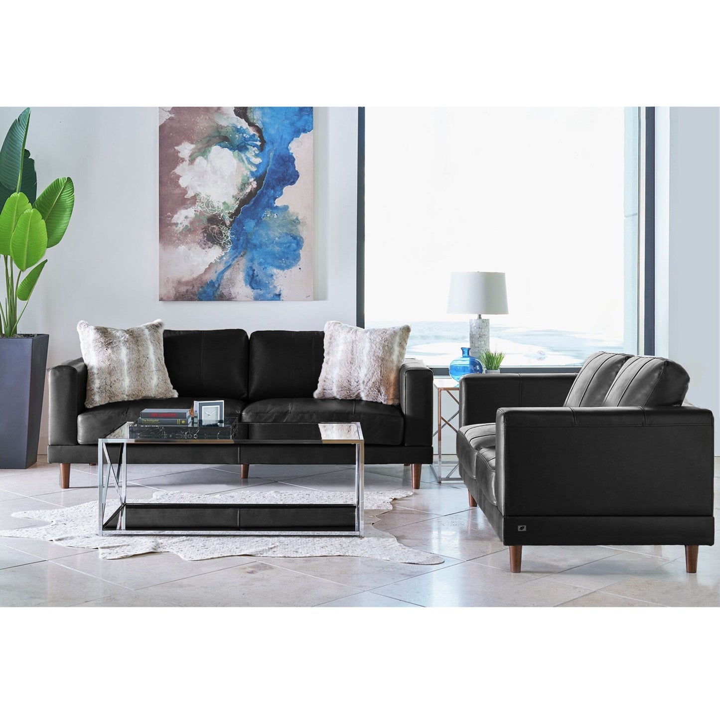 Canapé en cuir noir Hanson de Picket House Furnishings