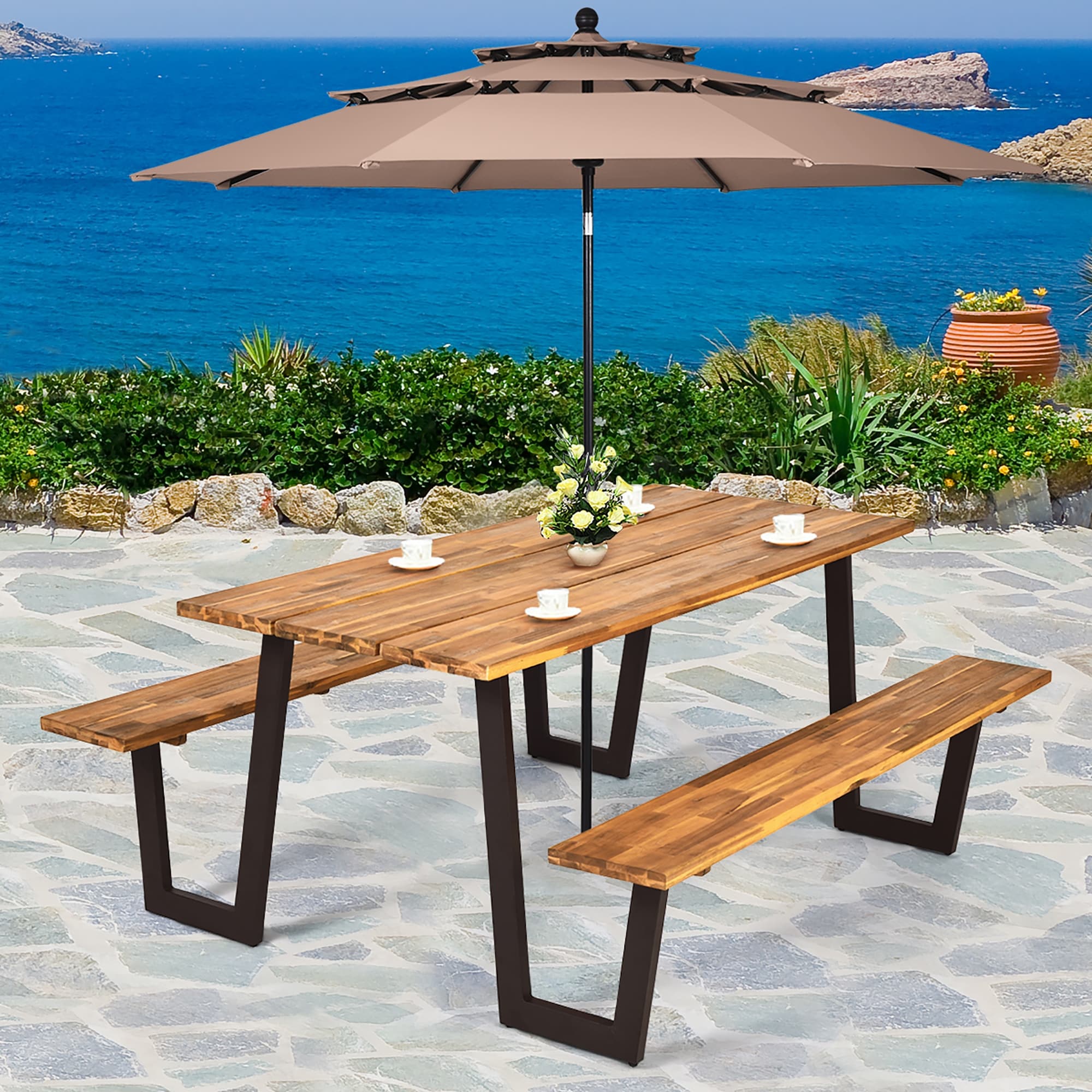 Ensemble table de pique-nique, banc et table à manger d'extérieur 70