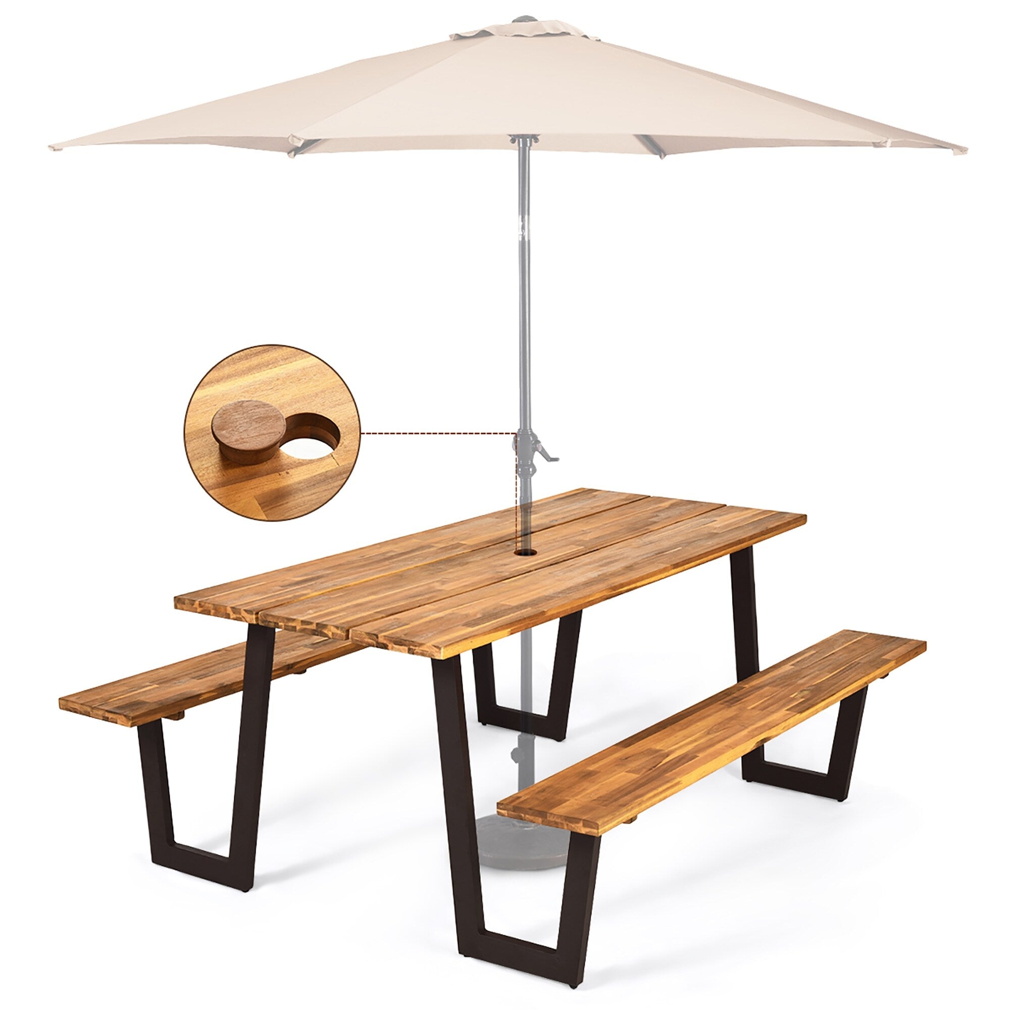 Ensemble table de pique-nique, banc et table à manger d'extérieur 70