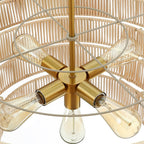 Lustre bohème moderne Piersan à 5 lumières avec abat-jour en rotin à plusieurs niveaux – 26 po de largeur