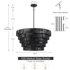 Lustre bohème moderne Piersan à 5 lumières avec abat-jour en rotin à plusieurs niveaux – 26 po de largeur