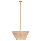 Lustre bohème moderne Piersan à 5 lumières avec abat-jour en rotin à plusieurs niveaux – 26 po de largeur