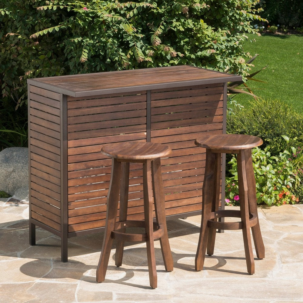 Ensemble de bar d'extérieur 5 pièces en bois d'acacia Pike par Christopher Knight Home