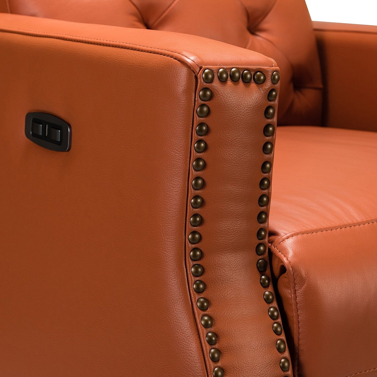 Fauteuil inclinable électrique Alina 31,50 pouces de large en cuir véritable avec port USB, lot de 2