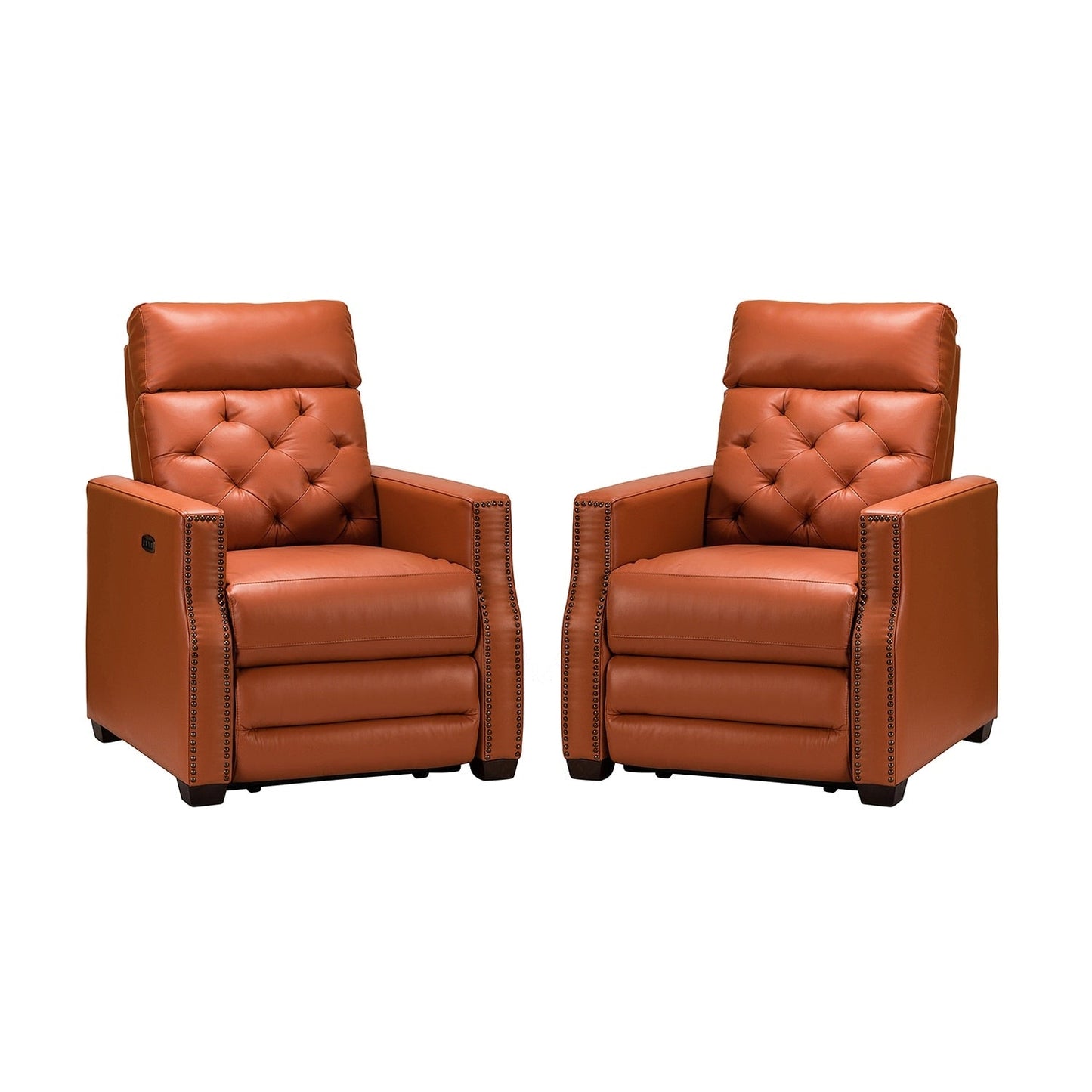 Fauteuil inclinable électrique Alina 31,50 pouces de large en cuir véritable avec port USB, lot de 2