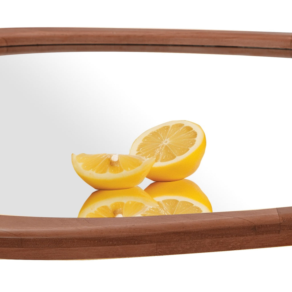 Miroir mural asymétrique en forme de pavé avec cadre en pin
