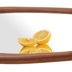 Miroir mural asymétrique en forme de pavé avec cadre en pin