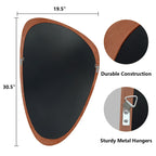 Miroir mural asymétrique en forme de pavé avec cadre en pin