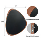 Miroir mural asymétrique en forme de pavé avec cadre en pin